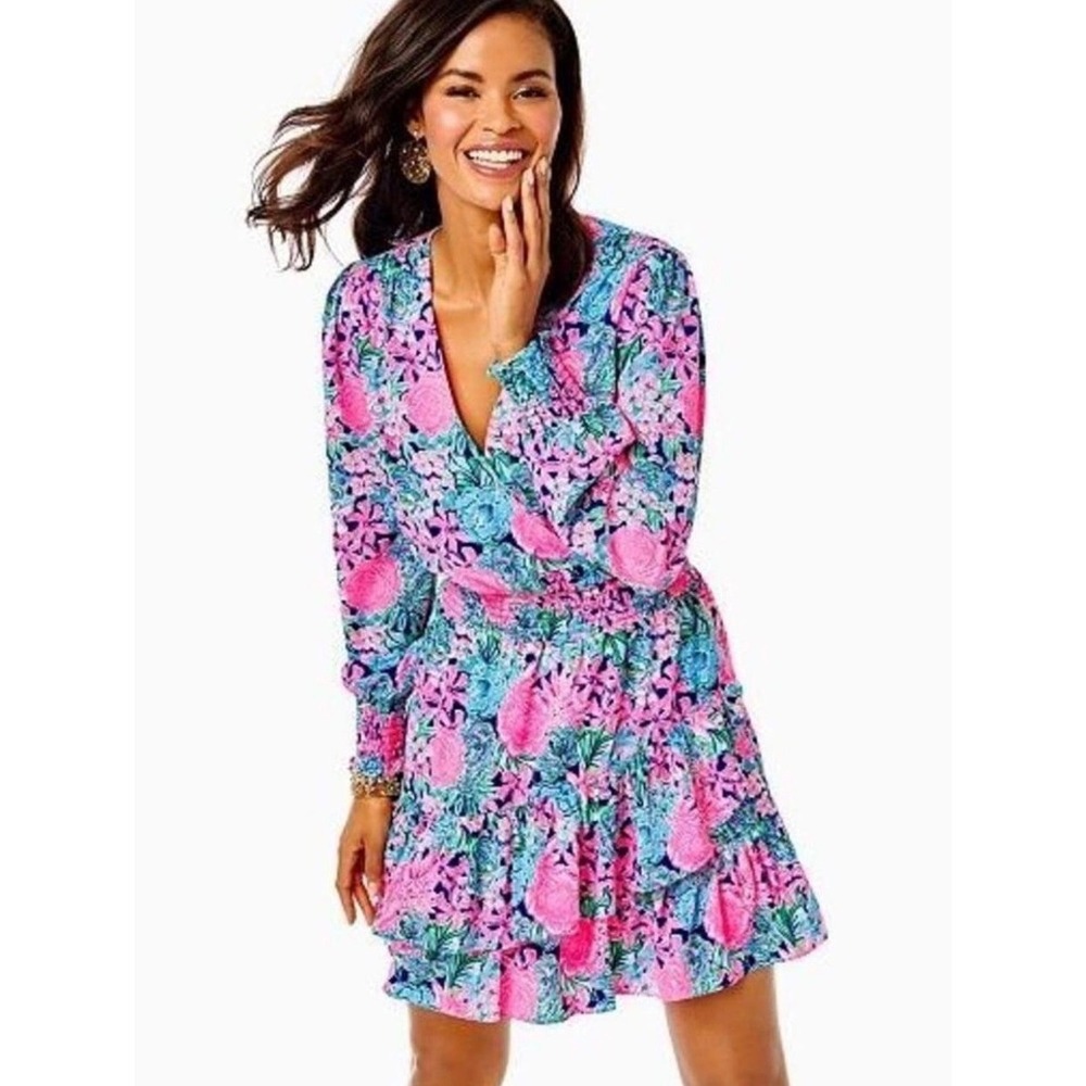 Lilly Pulitzer Cristiana Stretch Dress in Oyster Bay Navy Size Small